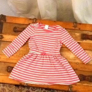 Girls Pink & White Striped Dress